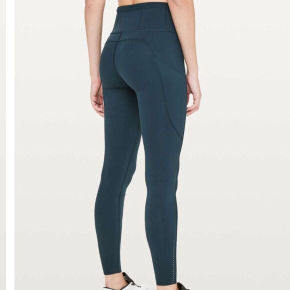 Lululemon Fast & Free Full Length Tight *Nulux 28" with Pockets Nocturnal Teal 4 - Picture 1 of 9